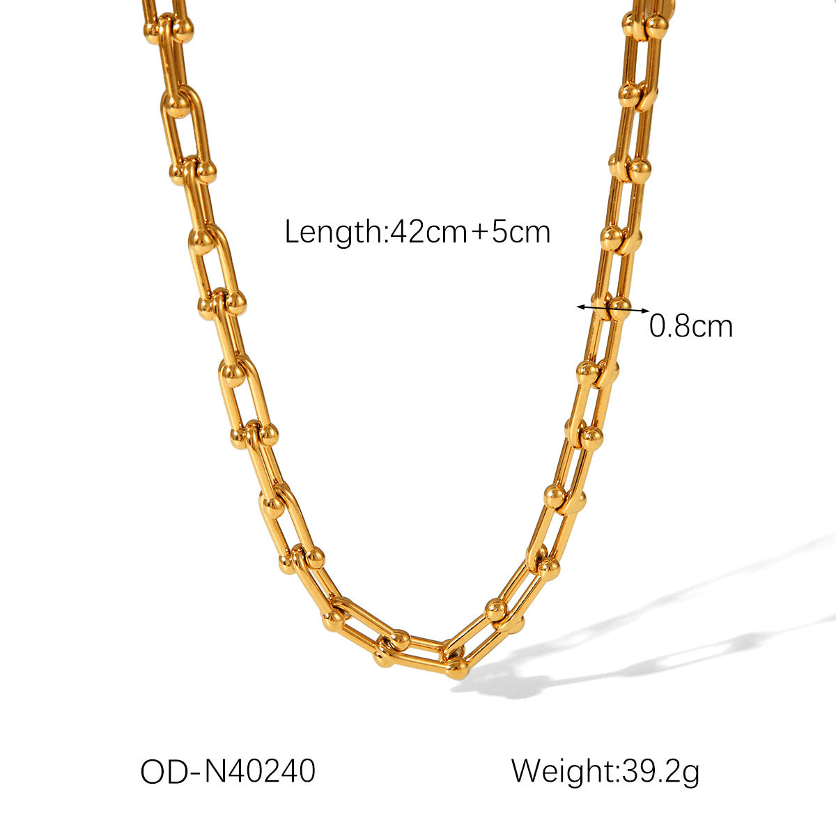 Stainless Steel Necklace Horseshoe Chain Bracelet Earrings