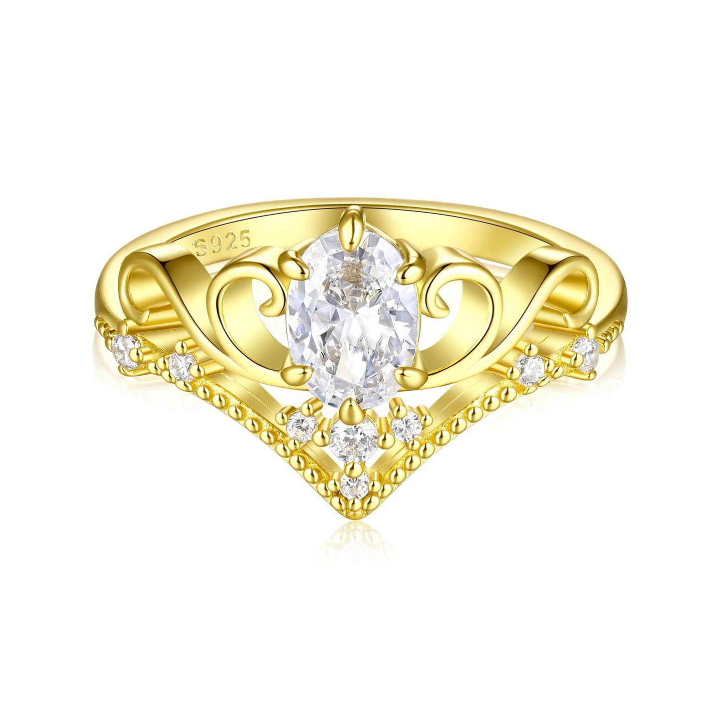Sterling Silver Design Crown Ring Women's Light Luxury