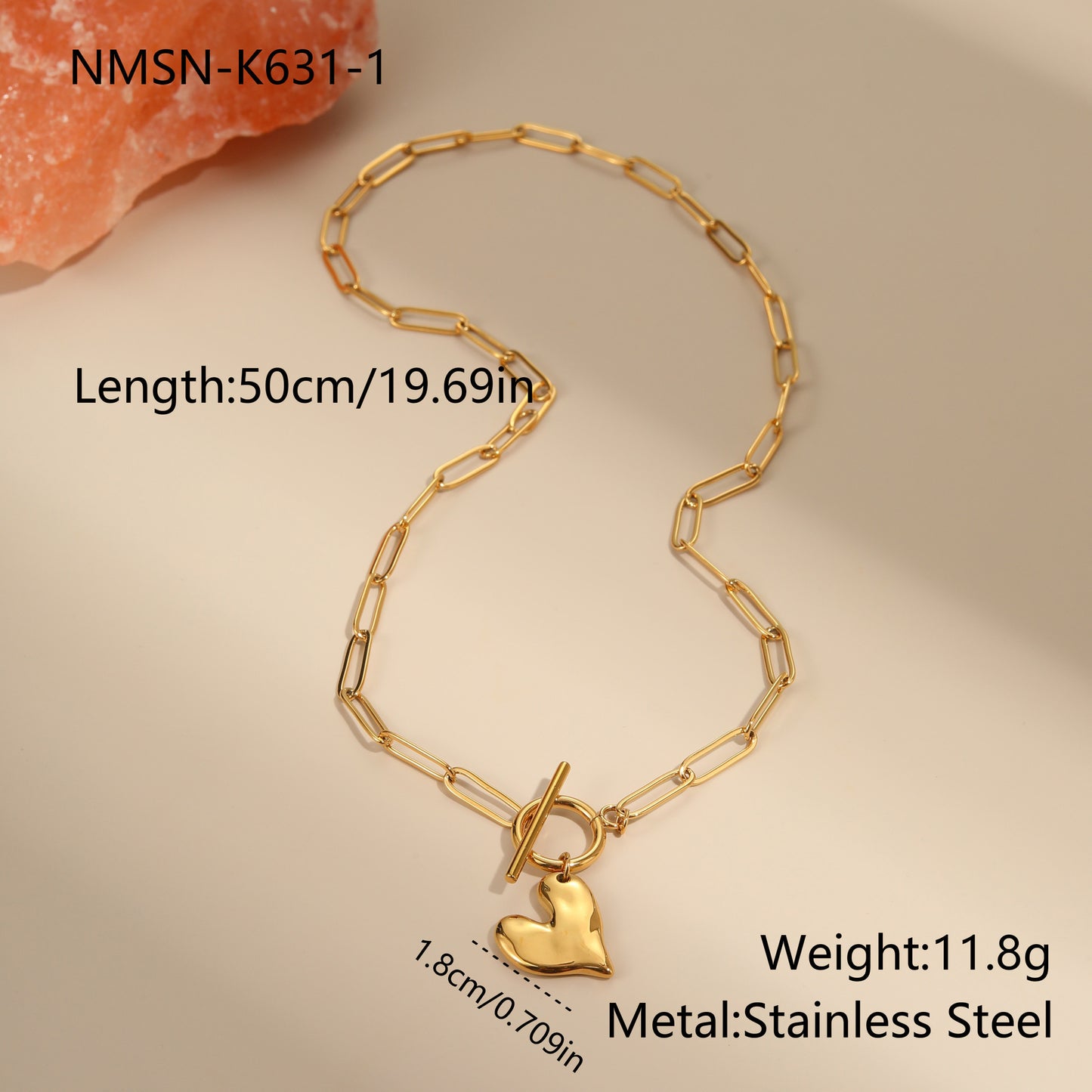 Irregular Heart Pendant Necklace Non-fading Bracelet