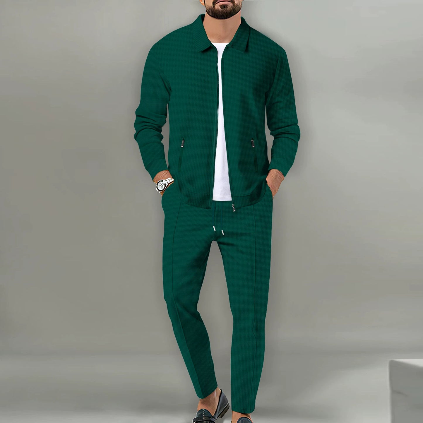 Coat Men's Autumn Zipper Pocket Lapels Slim-fit Cardigan Jacket Suits