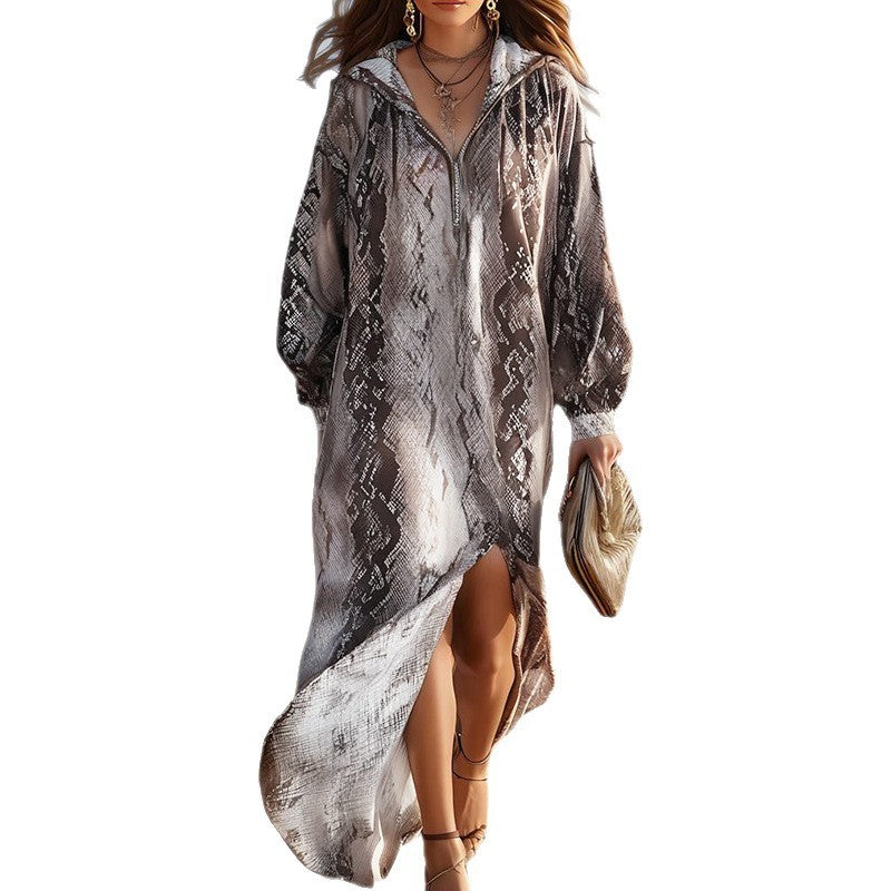 Women's Fashion Printed Loose Sweatshirt Dress