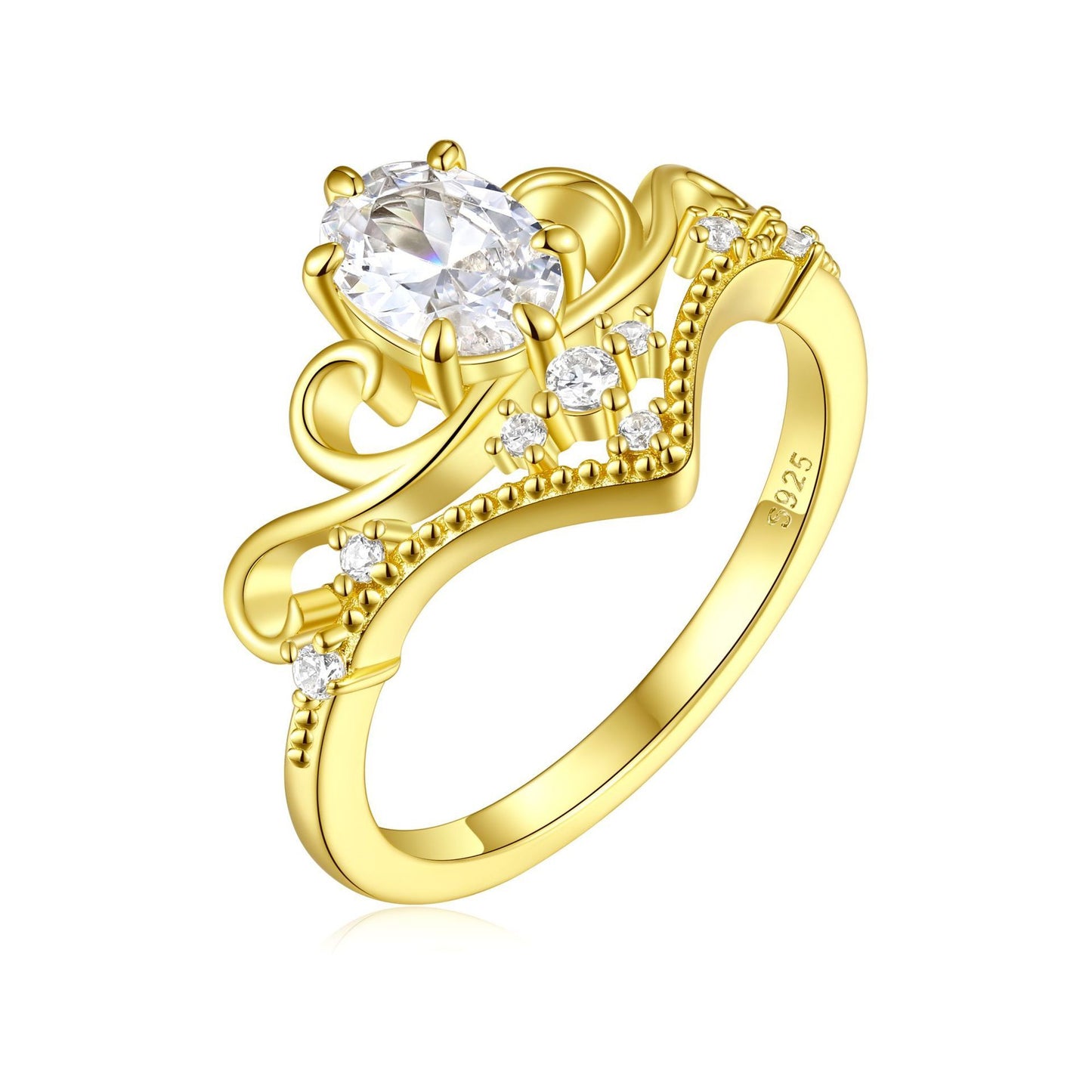 Sterling Silver Design Crown Ring Women's Light Luxury
