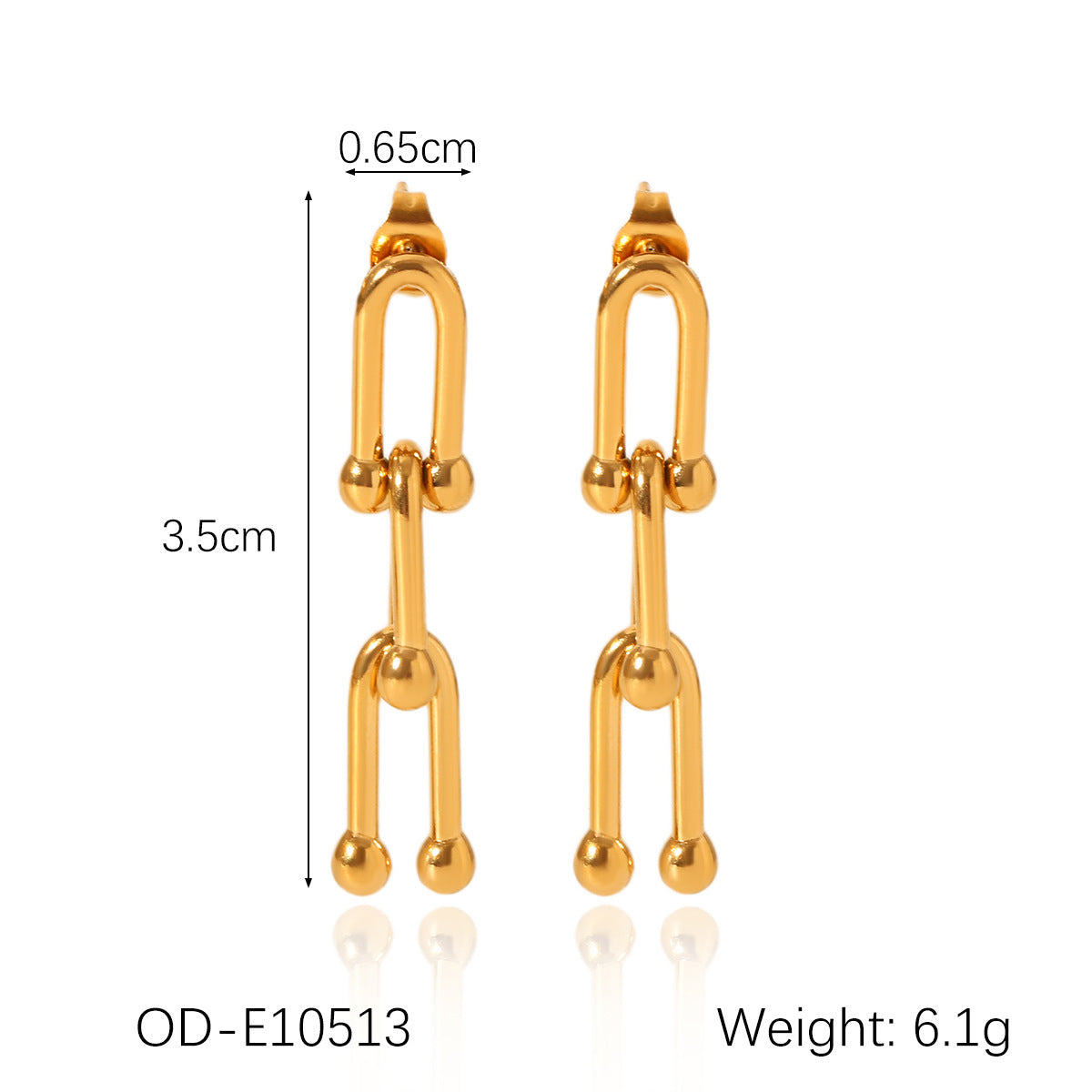 Stainless Steel Necklace Horseshoe Chain Bracelet Earrings