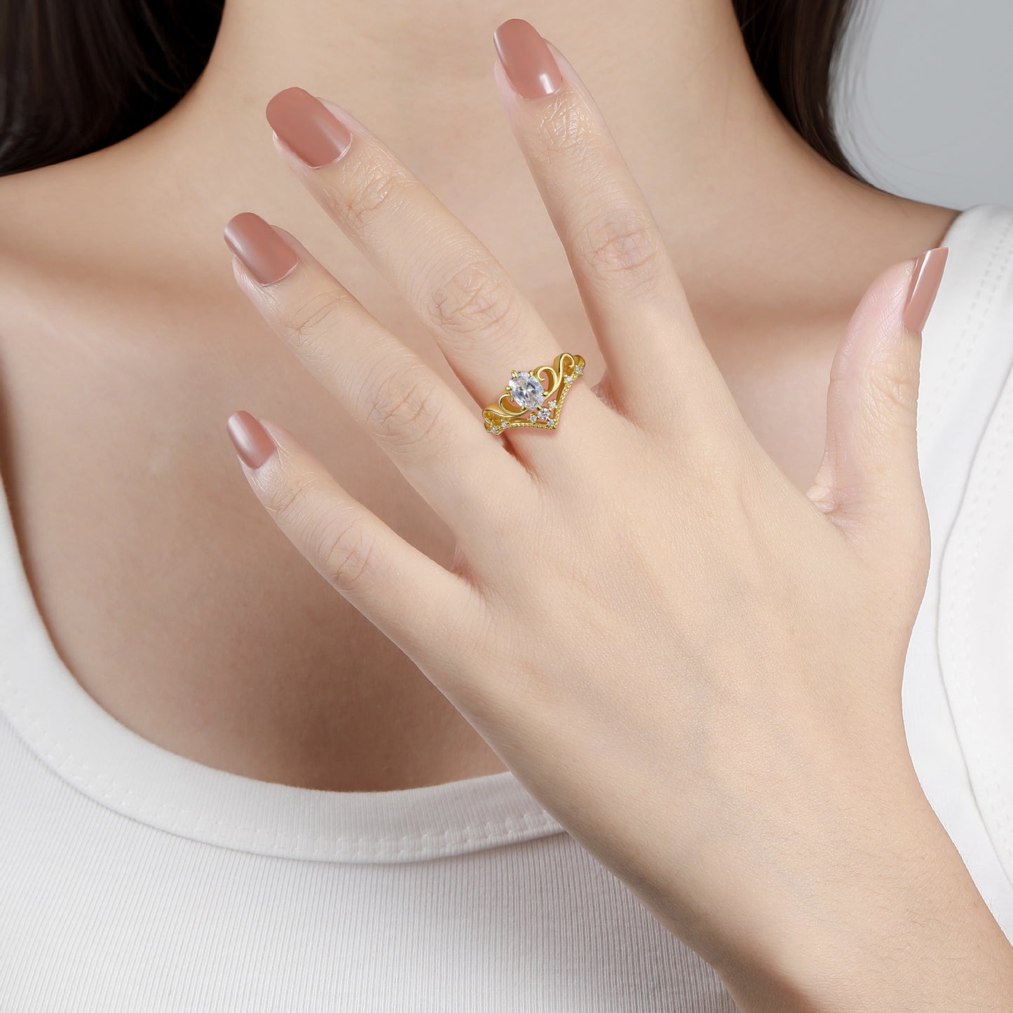 Sterling Silver Design Crown Ring Women's Light Luxury