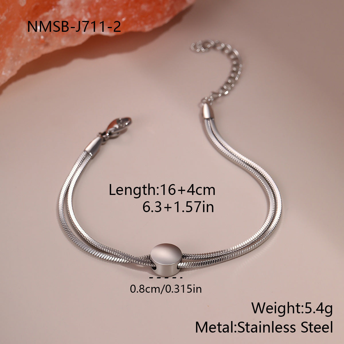 Minimally Designed Titanium Steel Bracelet Without Fading 18K Gold Snake Chain