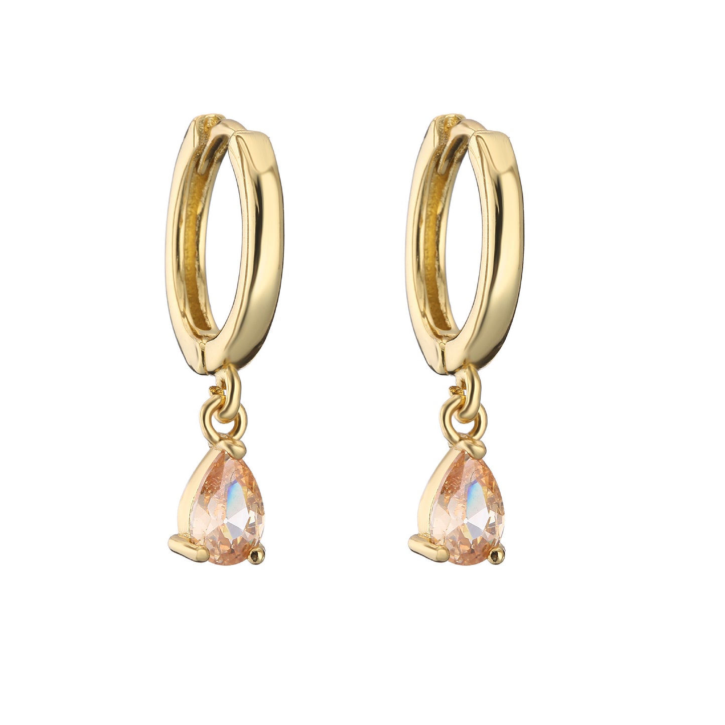 Women's All-match Micro Inlaid Zircon Drop-shaped Colorful Crystals Earrings