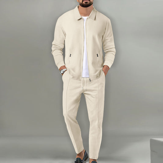 Coat Men's Autumn Zipper Pocket Lapels Slim-fit Cardigan Jacket Suits